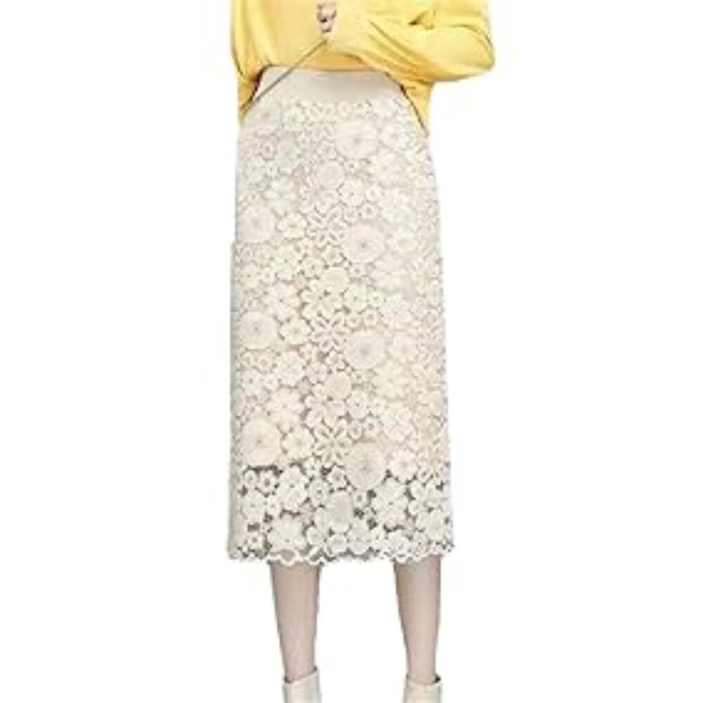 Women's High Waist Lace Mid-Length Skirt